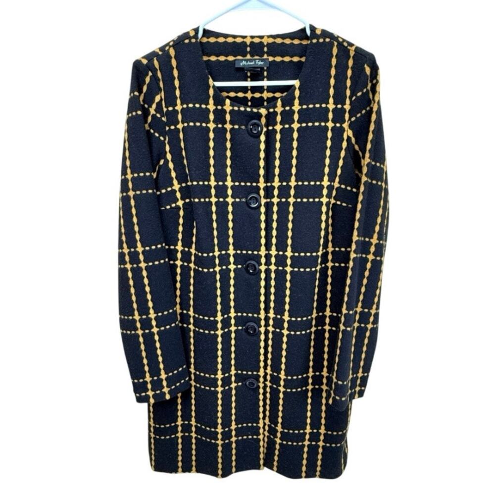 Vtg Michael Tyler Jacket Womens Size S Dressy Long Plaid Coat